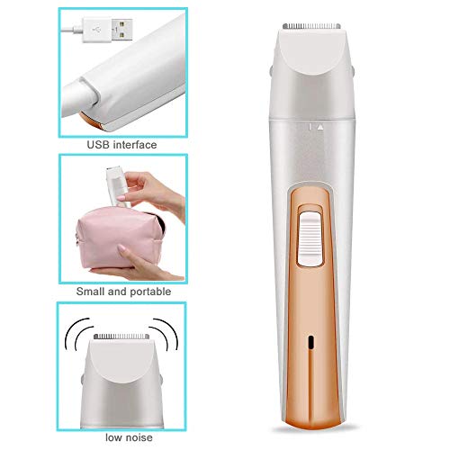 Czemo Depiladora Electrica Mujer Facial Recortadora 4 en 1 Afeitadora Maquinilla Impermeable para Cara, Cejas, Piernas, Nariz, Bikini con Usb Cargador
