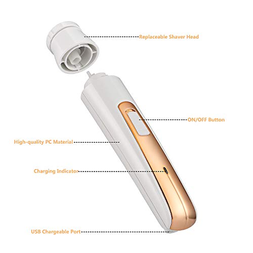 Czemo Depiladora Electrica Mujer Facial Recortadora 4 en 1 Afeitadora Maquinilla Impermeable para Cara, Cejas, Piernas, Nariz, Bikini con Usb Cargador