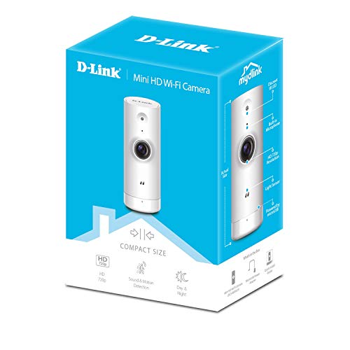 D-Link DCS-8000LH - Cámara IP WiFi de vigilancia con acceso desde móviles, grabación de vídeo en la nube y en el móvil, HD 720p, H.264, compatible Amazon Alexa y Google Home, para iOS/Android