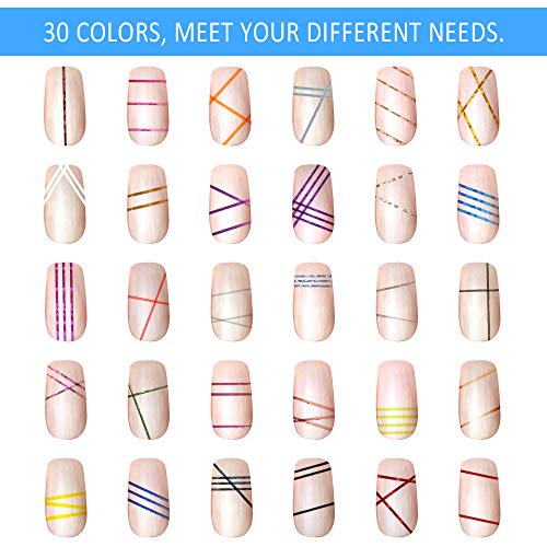 Dadabig 60pcs Arte Decoración Uñas Pegatinas de Línea de Uñas Cintas Uñas Decoracion Cinta de Línea de Uñas para Decoración de Uñas Diseño Arte de Uñas Multicolor (30 estilos)
