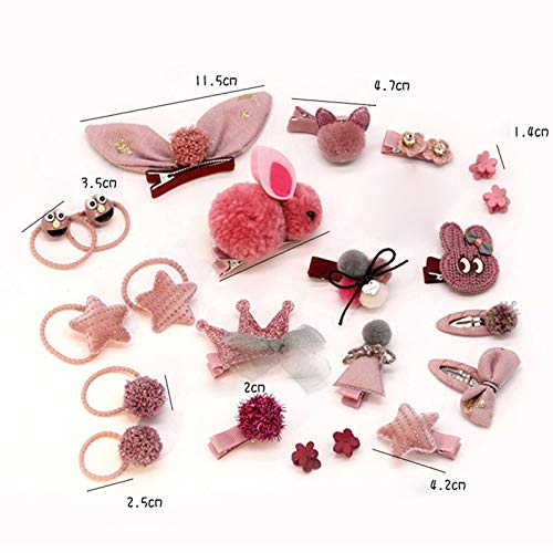 Daesar 24PCS Horquillas Pelo Niña Pinzas Niña Gomas Pelo Niña Bebe Pinza de Pelo Niña con Tela Accesorios para el Pelo Niñas Rosa