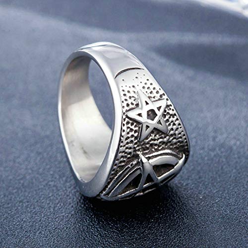 Daesar Anillos Hombre Gotico Anillo Punk Anillo Estrella Plata Anillos de Compromiso Acero Inoxidable Talla 15
