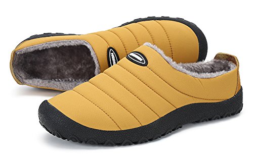DAFENP Zapatillas de Casa para Hombre/Mujer Zapatillas Fluff Antideslizantes Invierno Cálido Confortables Casa Interior/al Aire Libre,XZ322-yellow-EU46