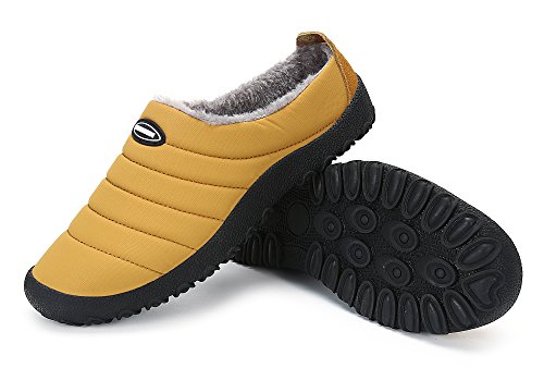 DAFENP Zapatillas de Casa para Hombre/Mujer Zapatillas Fluff Antideslizantes Invierno Cálido Confortables Casa Interior/al Aire Libre,XZ322-yellow-EU46