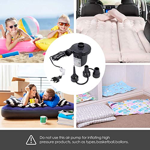 DAOXU Bomba de Aire Eléctrica DC12V/AC230V-Usado para Bolsas al Vacío, Colchón Hinchable, Juguetes Hinchable, Car, etc, Bomba de Aire con 3 Accesorios con Hinchar y Deshinchar, Viaje a Familia