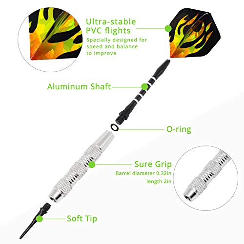 Dardos Diana Electronica(18g), Colourstone Set de 12 Dardos con Punta de plástico para Bar Dianas Electrónicas de Dardos Profesionales