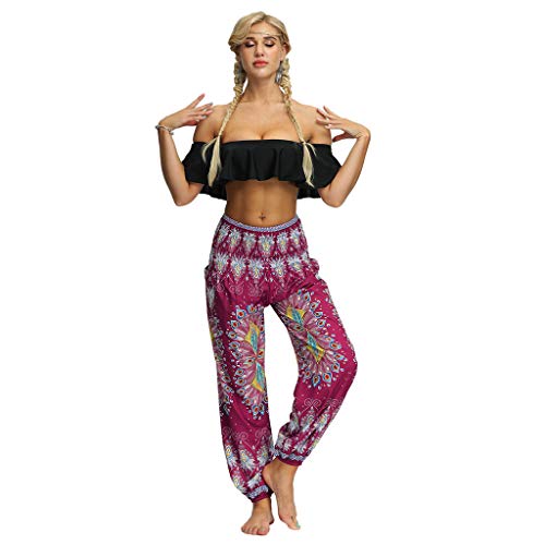 Daysing - Pantalones de Yoga para Mujer, con Cintura Alta, para Mujer, Control del Vientre, Delgados y Ajustados, Pantalones Largos, para Gimnasio, para Correr, etc. Wine-a Talla única