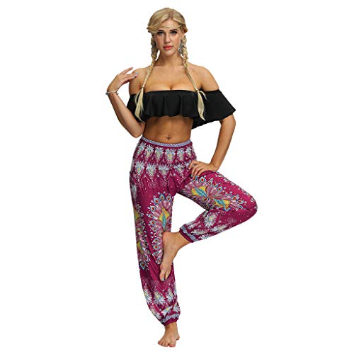 Daysing - Pantalones de Yoga para Mujer, con Cintura Alta, para Mujer, Control del Vientre, Delgados y Ajustados, Pantalones Largos, para Gimnasio, para Correr, etc. Wine-a Talla única