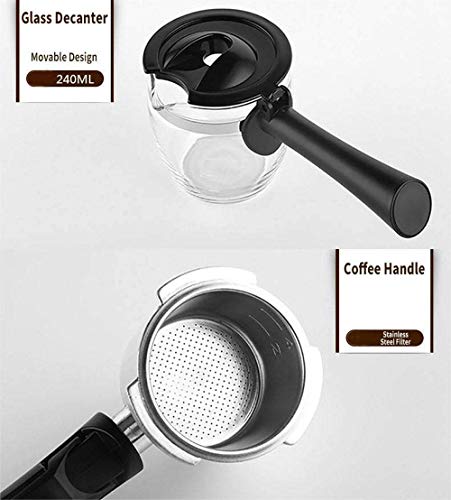 DBSCD Máquina de café Espresso semiautomática clásica, Varita para Espuma de café con Leche y Capuchino, máquina de café Espresso compacta de Vapor y Bomba con medición con Lata de Vidrio,