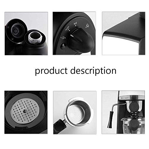 DBSCD Máquina de café exprés y café, semiautomática 2 en 1 combinación de 5 Barras de Capuchino, café con Leche, Taza de Espuma de Leche, Cuchara, Tazas antisabotaje, Incorporado