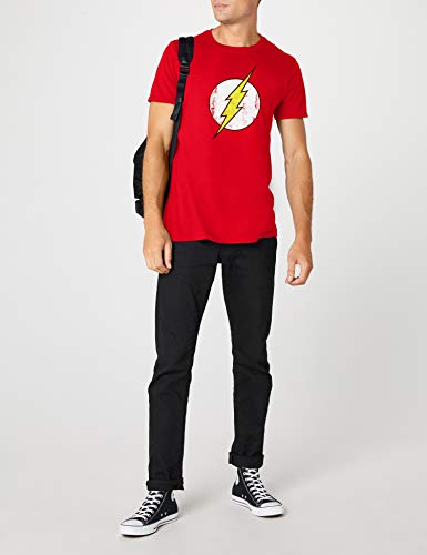 DC Comics - Camiseta de Flash con cuello redondo de manga corta para hombre, Rojo, Medium