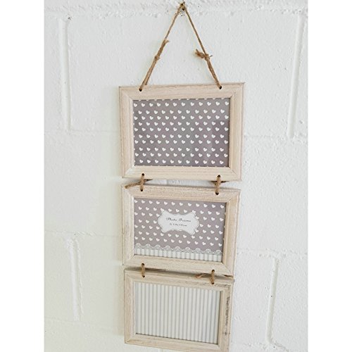 dcasa - Marco de fotos multiple colgante original de madera para 3 fotos 13x18 cm