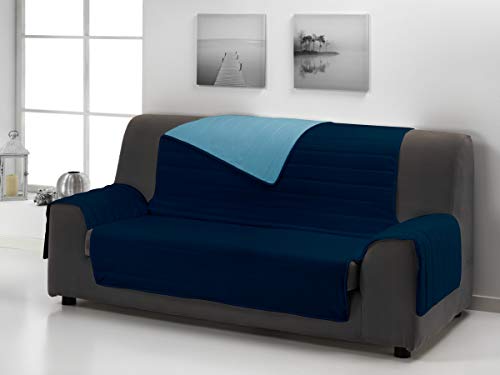 Dcasa On-Line Siena Funda Cubre Sofá, Microfiber, Marino/Azul, 4 plazas