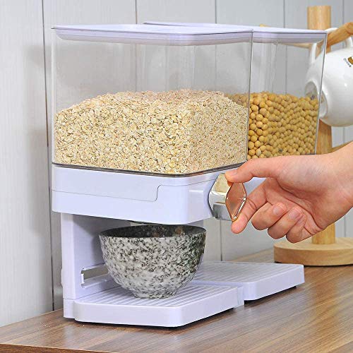 DDSGG Envase dispensador dispensador de Alimentos Secos para Tuercas de Cereales a Granel de harina de Avena Grano,White Double Control