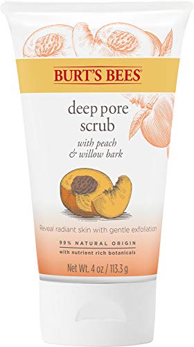 De Burt abejas melocotón y corteza de sauce Deep Pore Scrub (exfoliante para la limpieza profunda de los poros con el melocotón y la corteza de sauce), 110g