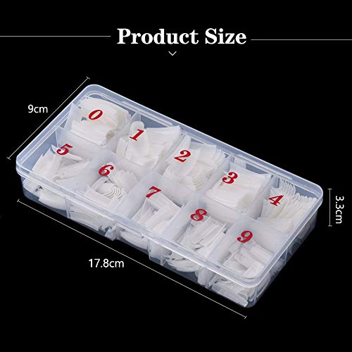 de Uñas Postizas 500 Piezas Uñas Tips Falsa Artificial de Acrílico Puntas de Uñas (Translúcido Natural Francés)