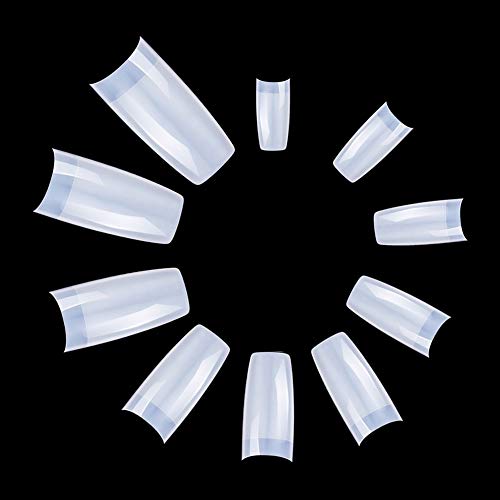 de Uñas Postizas 500 Piezas Uñas Tips Falsa Artificial de Acrílico Puntas de Uñas (Translúcido Natural Francés)