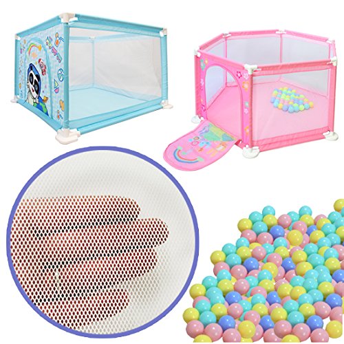 deAO Parque de Juegos Infantil Corralito para Bebé Incluye Bolas de Colores (Hexagonal Rosa)