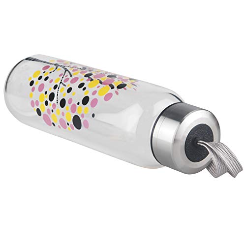 DEARRAY Botella de Agua de Cristal de Borosilicato Deportivo 500ml / 1000ml / 1 Litro, Botella de Agua de Vidrio con Funda de Neopreno y Elegante Tapa de Acero Inoxidable