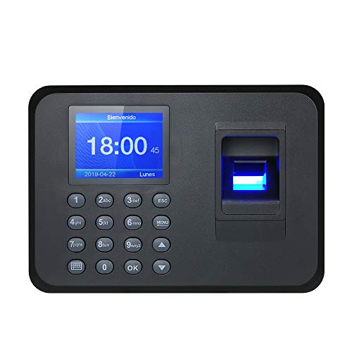 Decdeal 2.4" TFT USB Máquina de Asistencia Biométrica de Huella Dactilar, Sistema Española, LCD Pantalla Soporte Configuración de Español y Portugués