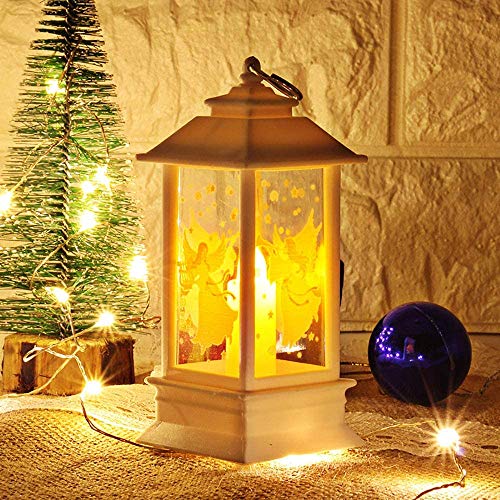 Deciduous Faroles de Navidad lámpara de la Vela de té con Pilas Luces de la Noche Angel Santa muñeco de Nieve de la decoración para el hogar Fiesta Interior de la Sala Ornamentos Colgantes,Angel