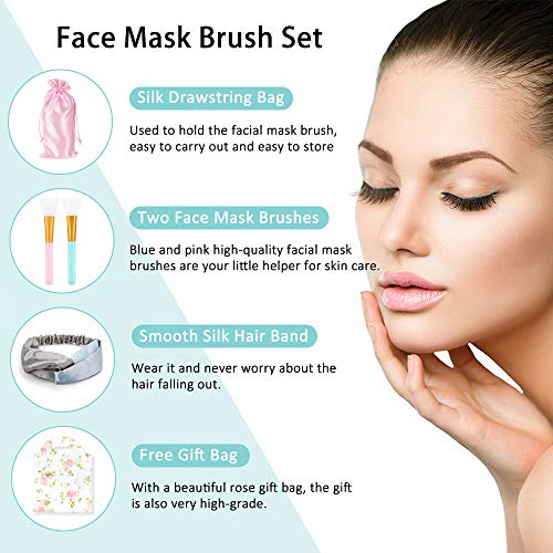 Deciniee 2 Piezas Cepillo para Mascarilla Facial, Cepillo para Mascarilla de Barro Facial de Silicona con Banda para el Cabello, Herramientas Aplicadoras Suaves para Aplicar Barro