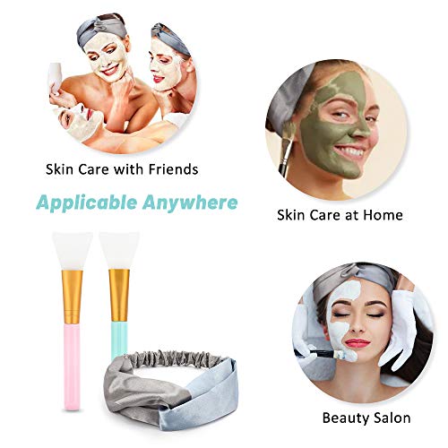 Deciniee 2 Piezas Cepillo para Mascarilla Facial, Cepillo para Mascarilla de Barro Facial de Silicona con Banda para el Cabello, Herramientas Aplicadoras Suaves para Aplicar Barro