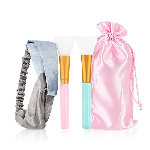 Deciniee 2 Piezas Cepillo para Mascarilla Facial, Cepillo para Mascarilla de Barro Facial de Silicona con Banda para el Cabello, Herramientas Aplicadoras Suaves para Aplicar Barro