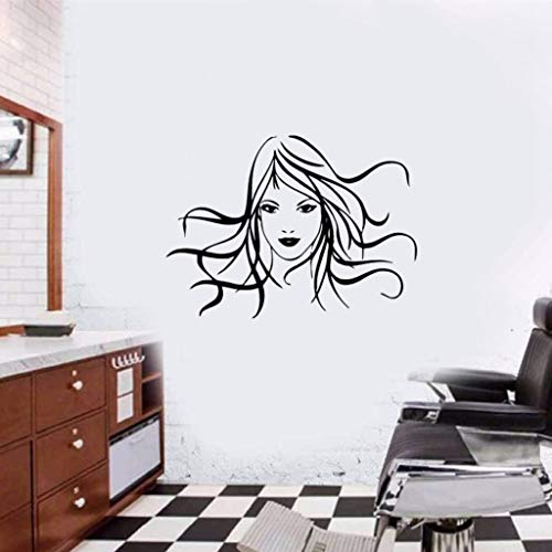 decoración de peluquería Adesivi murali Decalcomania in vinile Bella donna modello di capelli Salone di bellezza