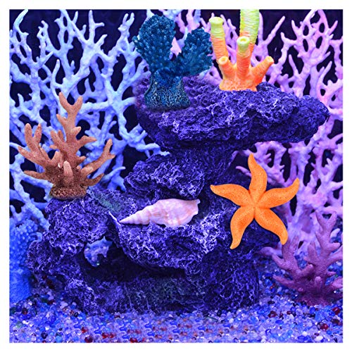 Decoración del acuario Coral artificial Estrella de mar Arrecife de coral Paisaje marino, 5 piezas Accesorios de acuario multicolores Decoración de resina para adornos de peceras Decoración