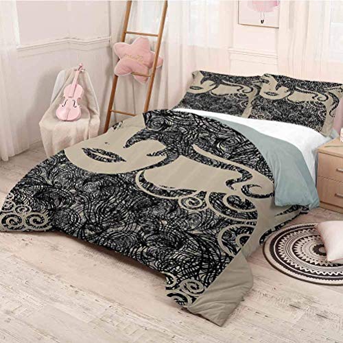 Decoración moderna Funda nórdica Conjunto de edredón Mujer con posando fresca Ondulado Sexy Cabello caliente y vampiro Imagen de maquillaje Imprimir Cómoda ropa de cama Extra ligero y moderno Tamaño d