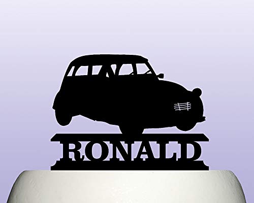 Decoración para tarta de cumpleaños con diseño de coche clásico francés de 2 CV