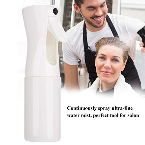 Delaman Botella de Aerosol Rociador de Agua de Peluquería de Plástico Recargable, Botella de Spray de Barbería, Herramienta para el Cabello (Capacidad : 300ml, Color : Blanco)