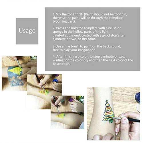 Delaman Plantilla de Pintura para la Cara Plantilla de Pintura para Tatuaje Reutilizable Body Art Flower Facial Herramientas de Diseño para Maquillaje 7styles / Set (Pattern : #1)