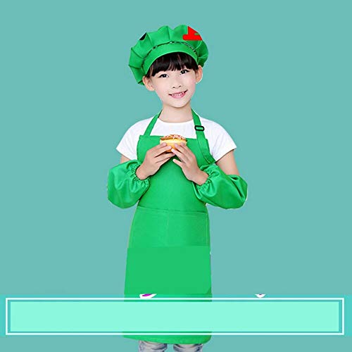 Delantal de Cocina Manga Infantil Sombrero Bolsillo jardín de Infantes Cocina Hornear Pintura Cocina Comida Delantal de Cocina - C