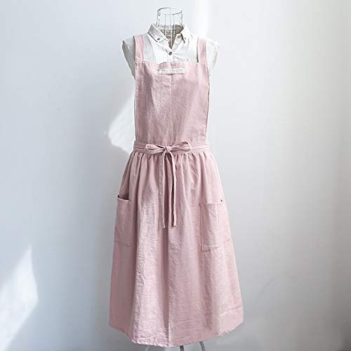 Delantal de Mujer de Moda Vestido sin Mangas de Lino de algodón Cocina casera florería Delantal Lindo Accesorios de Cocina jardín café - Gris Claro