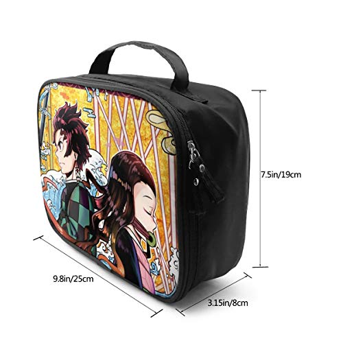 Demon Slaye Nezuko Tanjirou Bolsa de maquillaje de viaje, neceser de aseo para mujeres, grandes estuches de cosméticos para mujeres, 19,4 x 9,8 pulgadas