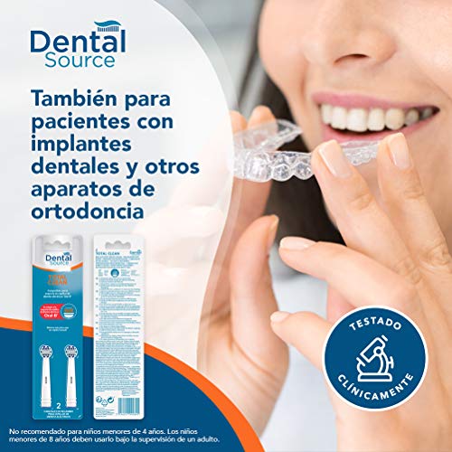 Dental Source TOTAL CLEAN - Cabezales de recambio para Oral-B cepillo de dientes eléctrico - Fabricado en USA - Compatible con brackets, implantes dentales u otros aparatos de ortodoncia - Pack de 2