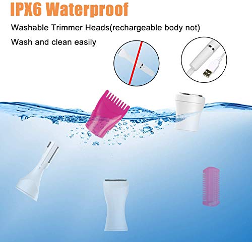 Depiladora de Vello Facial para Mujer, 4 en 1 Kit Eliminación de vello facial Afeitadora sin dolor para Mujer, Depiladora Eléctrica sin Dolor para Labios, Mejillas, Bikini, Piernas, Brazo