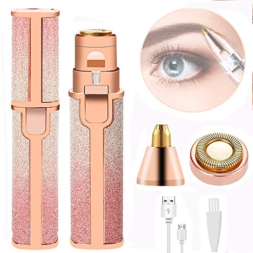 Depiladora facial y cejas para mujeres, 2 en 1, recargable, recortador y depiladora facial sin dolor para mujeres, labios, nariz, cuerpo, depiladora facial para mujeres