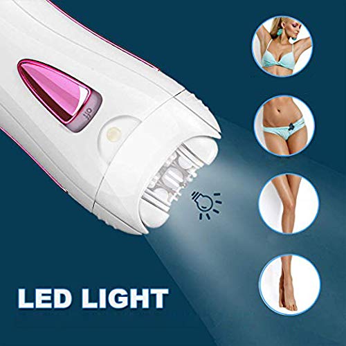Depiladoras mujer para Depiladora Femeninas Electrica Recortadora Bikini Afeitadora Depilador con LED Luz para Labio Cara Brazo Piernas Axila y Bikini Rasuradora Pinzas Depilar Recargable Inalámbrico