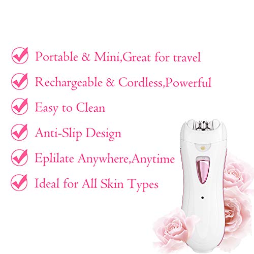 Depiladoras mujer para Depiladora Femeninas Electrica Recortadora Bikini Afeitadora Depilador con LED Luz para Labio Cara Brazo Piernas Axila y Bikini Rasuradora Pinzas Depilar Recargable Inalámbrico