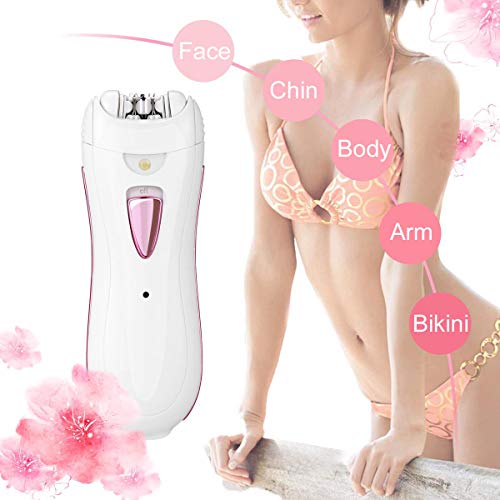 Depiladoras mujer para Depiladora Femeninas Electrica Recortadora Bikini Afeitadora Depilador con LED Luz para Labio Cara Brazo Piernas Axila y Bikini Rasuradora Pinzas Depilar Recargable Inalámbrico