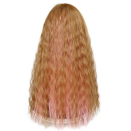 DER Long Natural Wave Mixed Marrón/Azul/Verde/Rosa/Gris/Morado Piezas de Cabello sintético Extensiones de Cabello con Clip (Color : M Pink, Stretched Length : 24inches)
