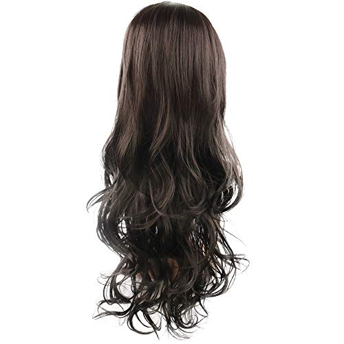 DER Moda Wig Chica Reparación Cara Larga Rizado Pelo Química Fibra Cabeza Set 57cm Negro Natural