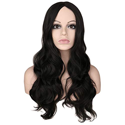 DER Peluca Ondulada Larga for Mujer Cosplay Negro Rojo Rosa Rubio Marrón Claro Marrón Oscuro Pelucas de Cabello sintético Resistente al Calor (Color : Light Brown, Stretched Length : 26inches)