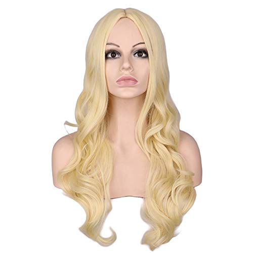 DER Peluca Ondulada Larga for Mujer Cosplay Negro Rojo Rosa Rubio Marrón Claro Marrón Oscuro Pelucas de Cabello sintético Resistente al Calor (Color : Light Brown, Stretched Length : 26inches)