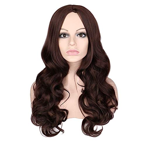 DER Peluca Ondulada Larga for Mujer Cosplay Negro Rojo Rosa Rubio Marrón Claro Marrón Oscuro Pelucas de Cabello sintético Resistente al Calor (Color : Light Brown, Stretched Length : 26inches)