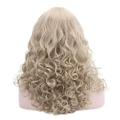 DER Pelucas de Cosplay rizadas largas Plateadas for Mujeres Longitud de los Hombros Extensiones diarias de Cabello Pelucas (Color : HP L 003B, Stretched Length : 20inches)