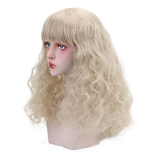 DER Pelucas de Cosplay rizadas largas Plateadas for Mujeres Longitud de los Hombros Extensiones diarias de Cabello Pelucas (Color : HP L 003B, Stretched Length : 20inches)